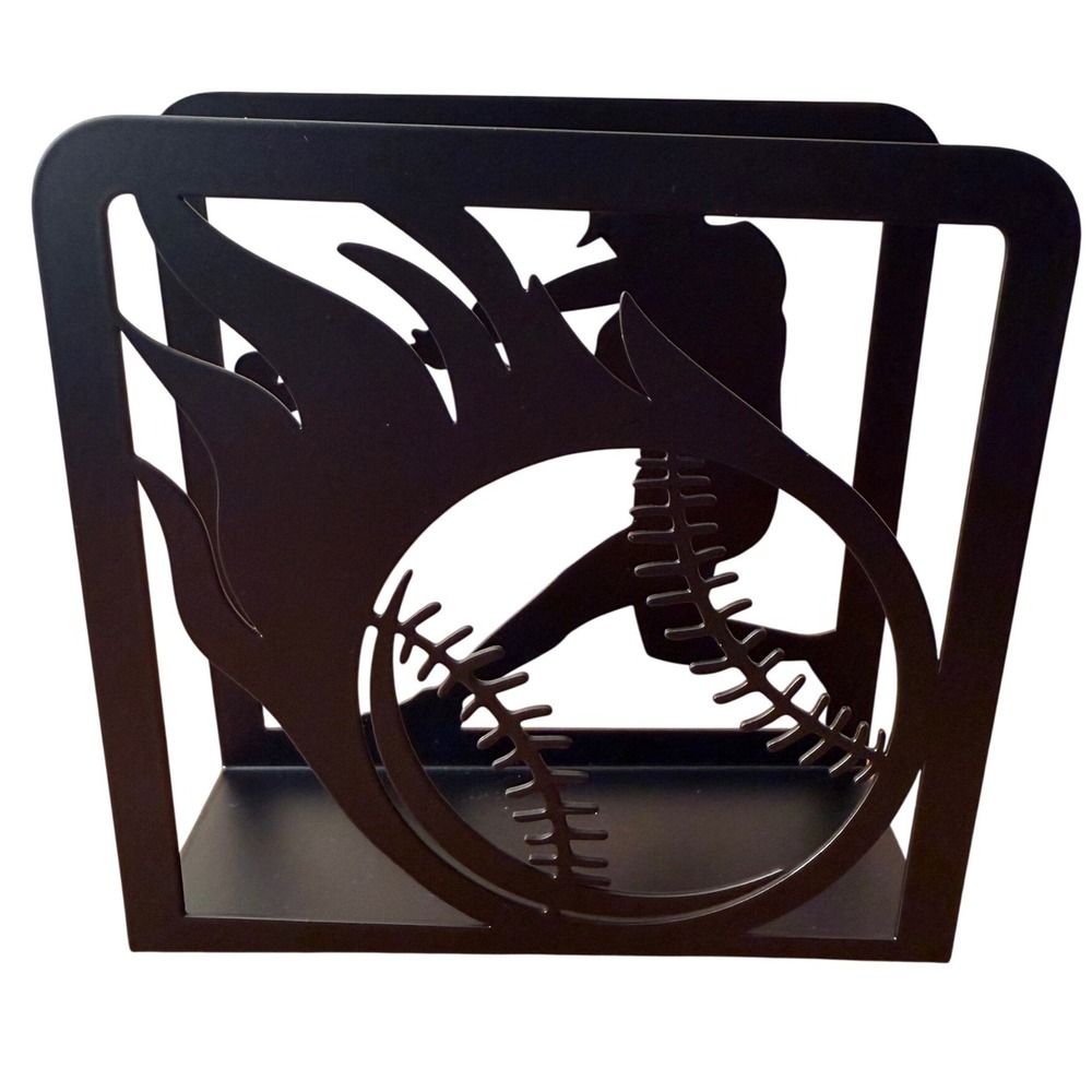 Black Metal‎ Baseball Napkin Holder Tabletop Sports Decor B0DJ5QP79D New